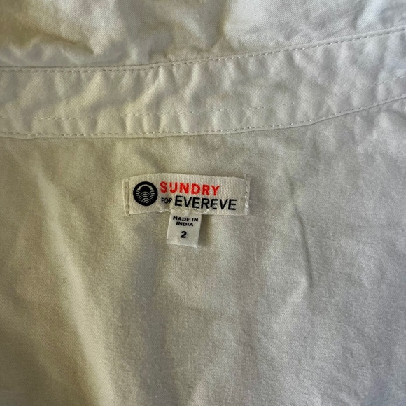 Sundry for Evereve white cotton poplin
elastic cuff long sleeve button shirt 2 - Picture 2 of 10